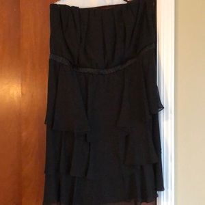Black strapless ruffle dress